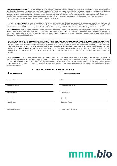 Zjednoczone Królestwo Citibank wyciąg z kredytu hipotecznego w formatach Word i PDF 3
